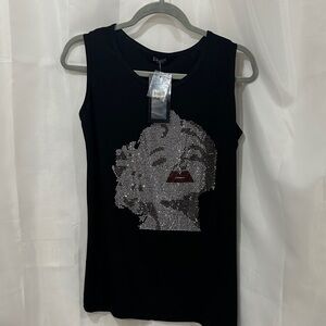 Black Graphic Tank Top one size fits most